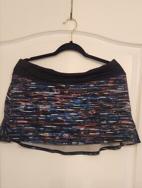 Women's Black Blue Striped Athletic Skort